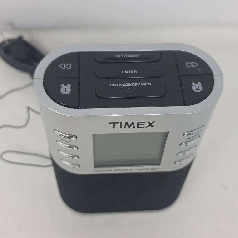 Timex T307S Digital Alarm Clock Radio LCD AM FM Dual w/ Preset & Nature Sounds